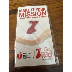 Vintage American Heart Association Go Red for Women Red Dress Pin Macy's